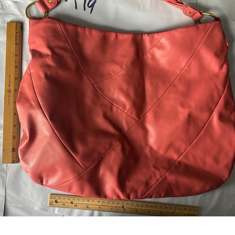 Coral Pink Faux‎ Leather Tote Bag Shoulder Bag